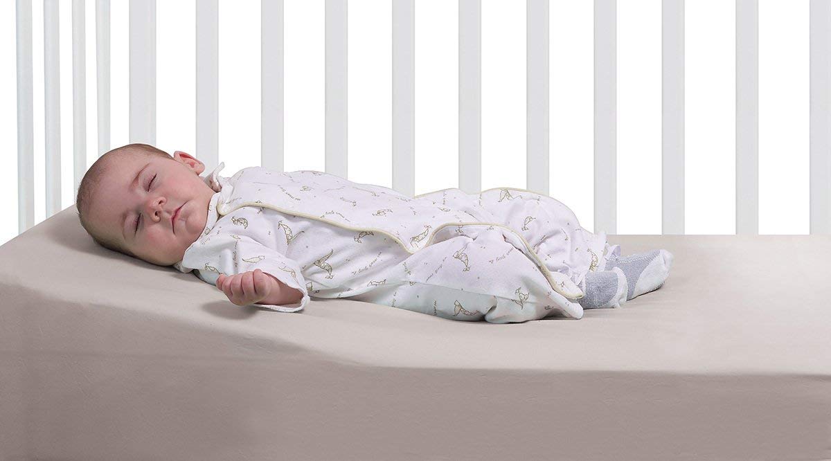 Infant Sleep Positioner Crib Pillow Wedge for Newborn Soft Baby Sleeping Wedge Inclines Sleeping Position to Reduce Colic & Acid Reflux Memory Foam Crib Wedge for Better Digestion & Sleep Light B 